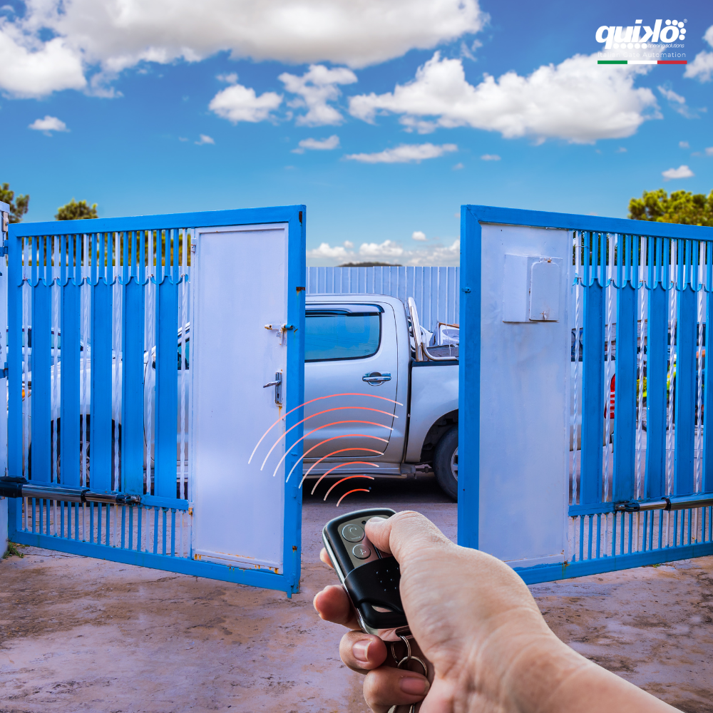 Hydraulic gate opener system installed on a residential swing gate