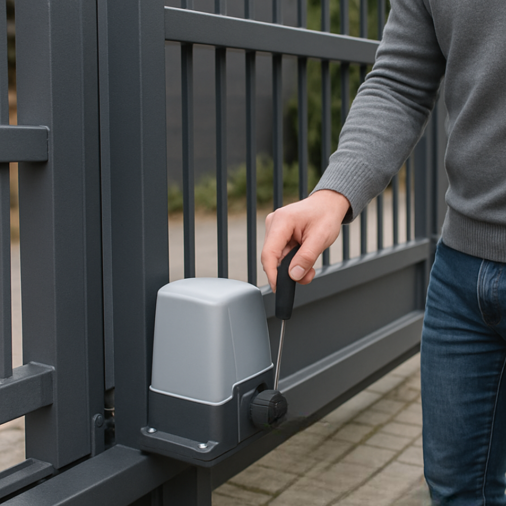 how to open electric gate manually