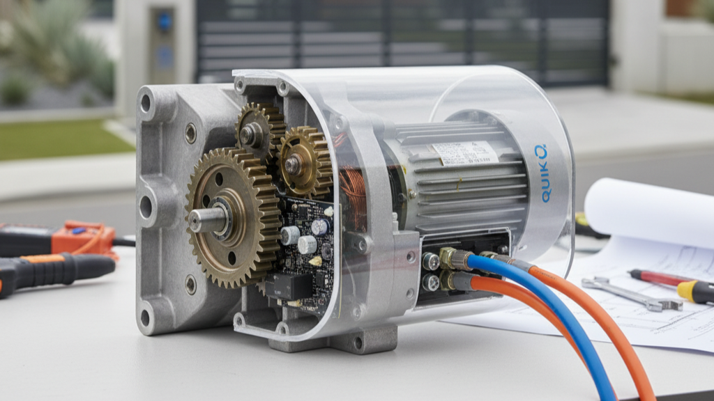 Quiko cantilever sliding gate motor internal mechanism with gear reduction